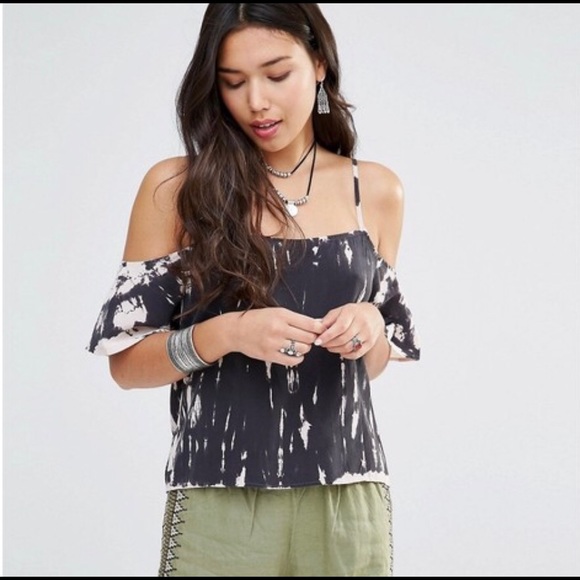 Gypsy 05 tie dye cold shoulder silk blouse - Picture 1 of 4